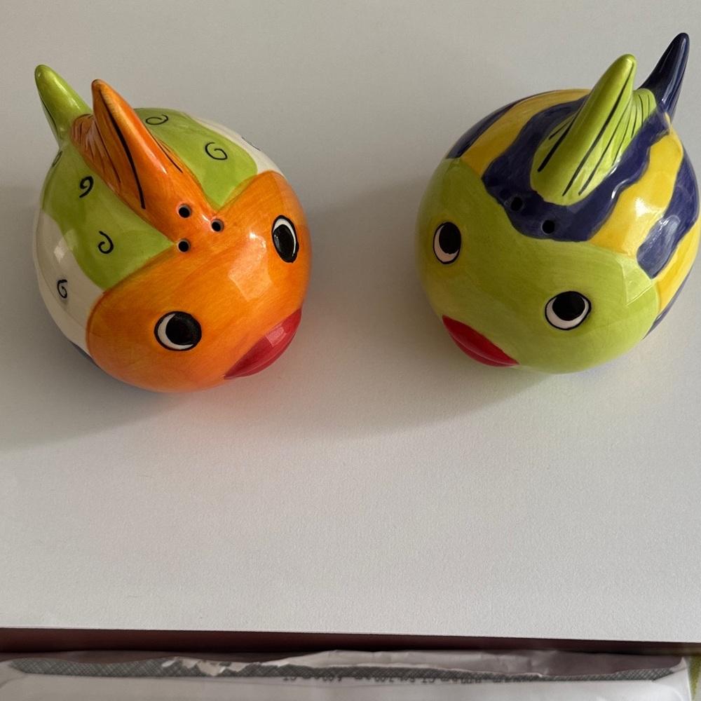 Vibrant Ceramic Fish Salt and Pepper Shakers